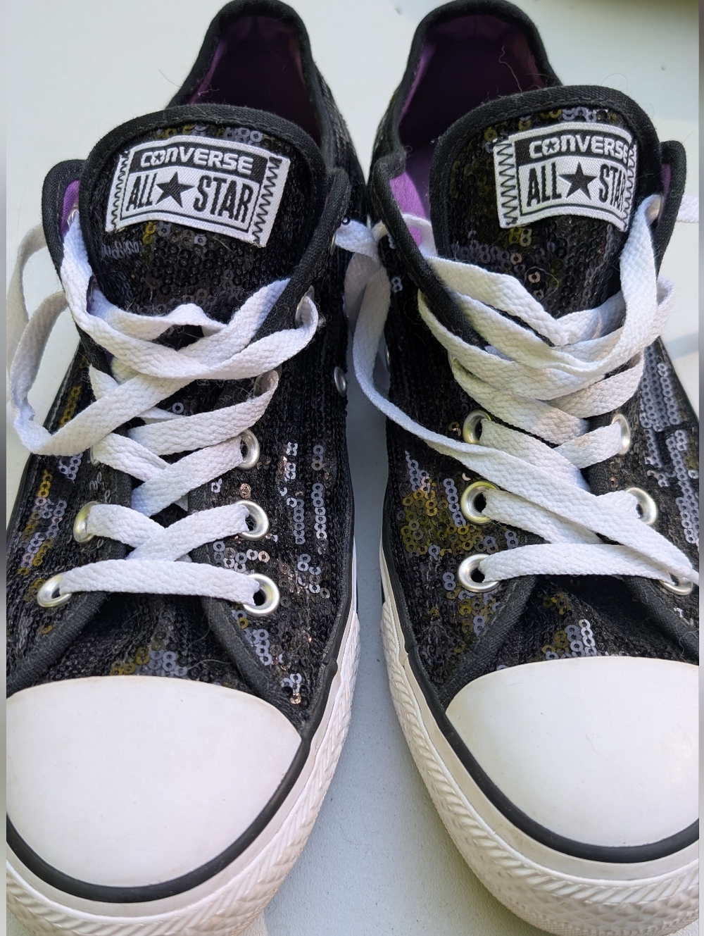 Converse All Star Sequin Low Top Sneakers - Black